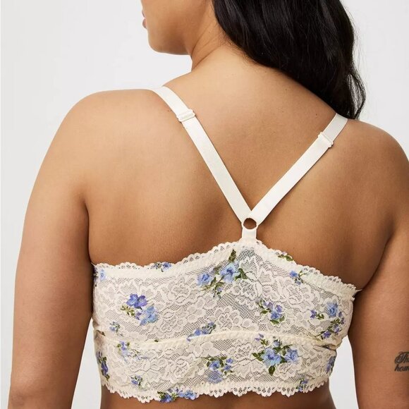 Torrid Bralette 0X (Large) Lace Floral Strappy Front Lightly Lined Plus Size Bra - Picture 3 of 4